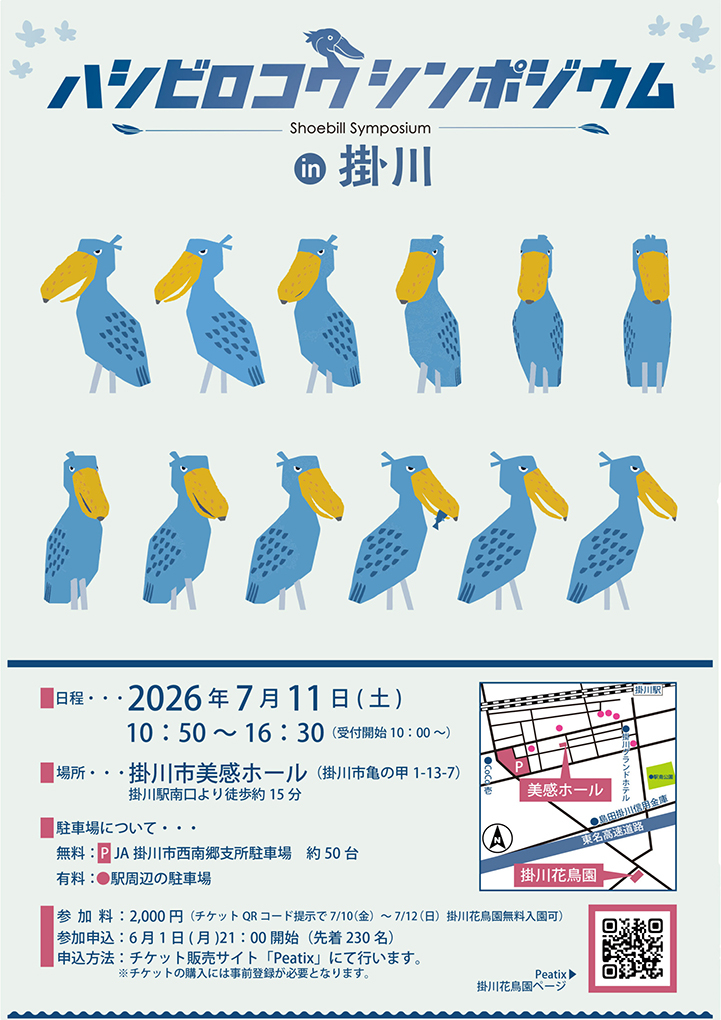 ハシビロコウ、シンポジウム、岐阜大学、掛川花鳥園、楠田哲士