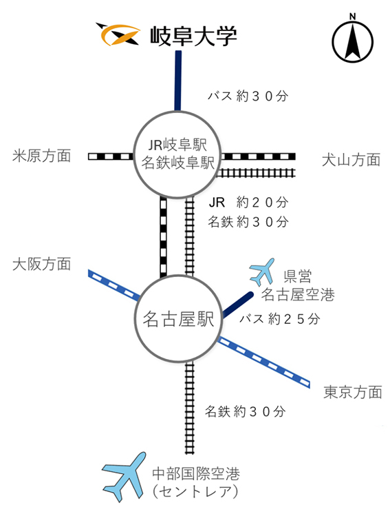 岐阜大学|交通アクセス|交通機関|地図|JR|名鉄|岐阜バス