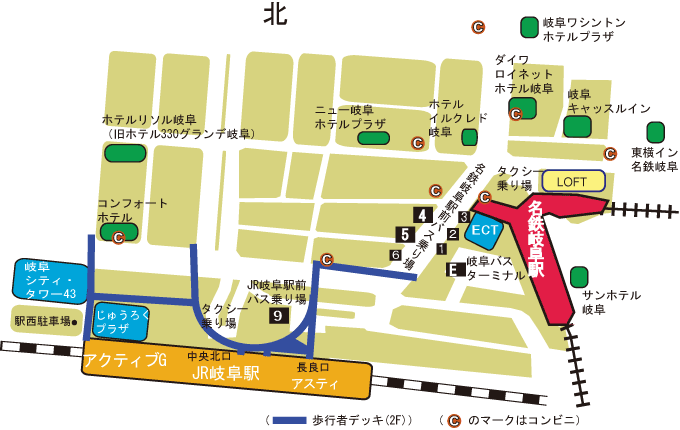岐阜駅・名鉄岐阜駅（最寄り駅）のバス乗り場